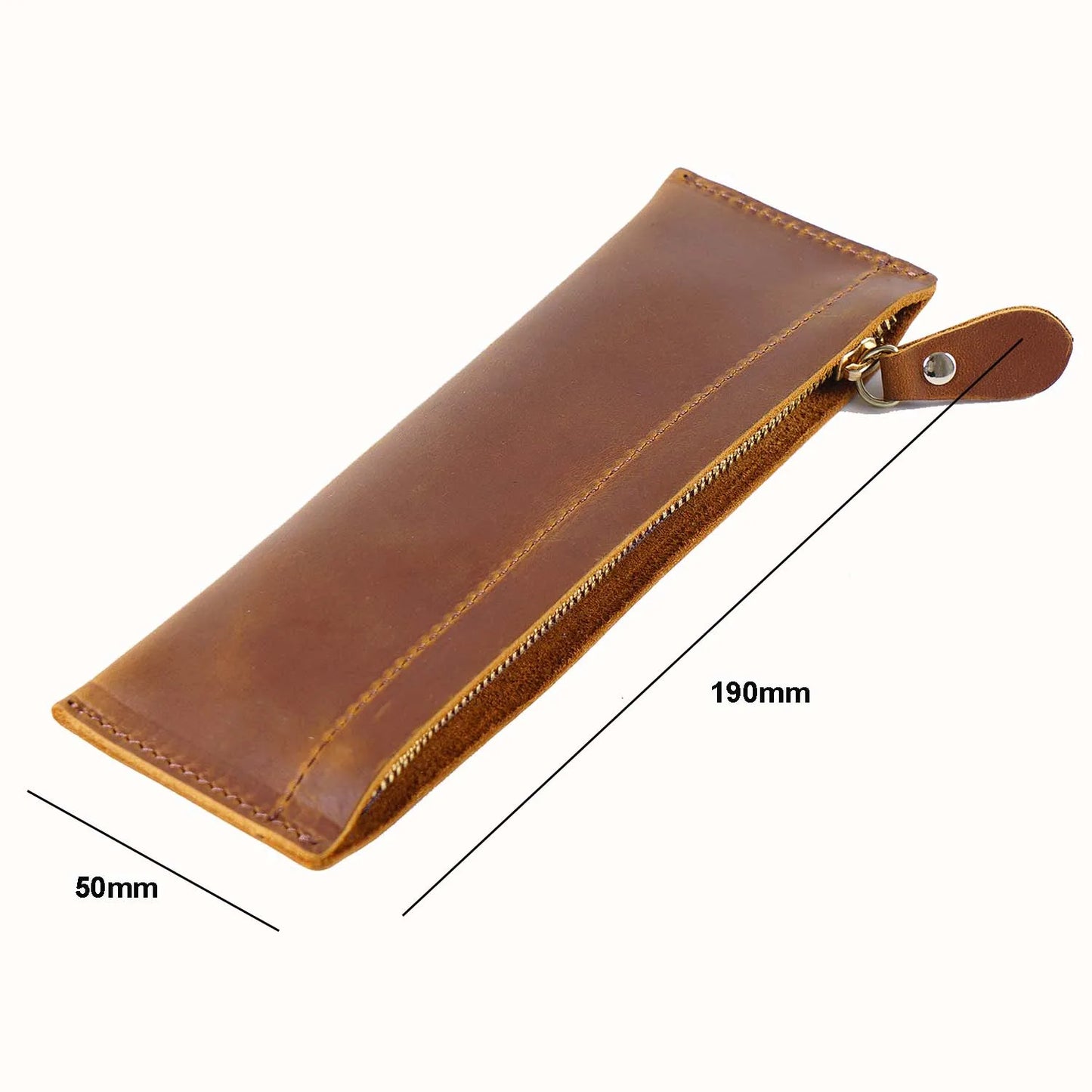 Genuine Leather Handmade Zipper Pencil Case