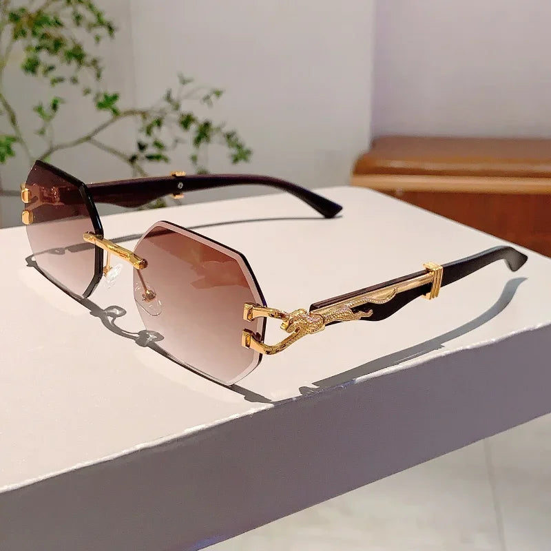 Vintage Rimless Polygon Sunglasses