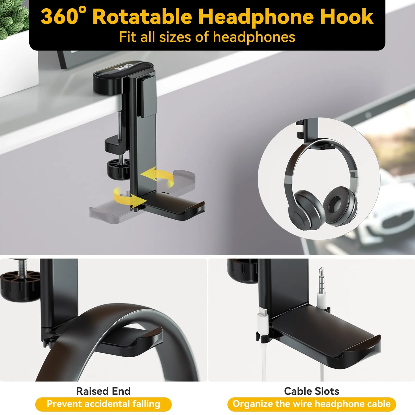 4 in 1 Desk Headphone Hanger Clamp