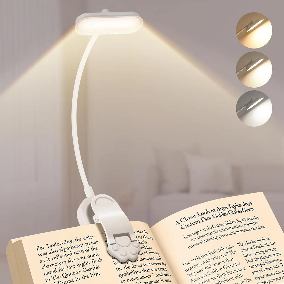 USB Rechargeable Clip-On Book Light