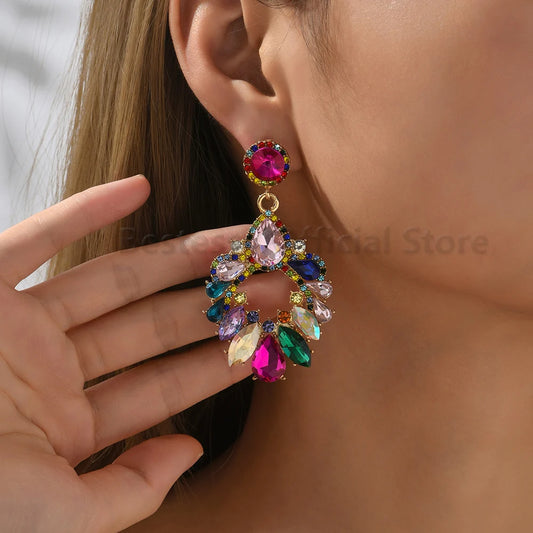 Rhinestone Large Drop Earrings