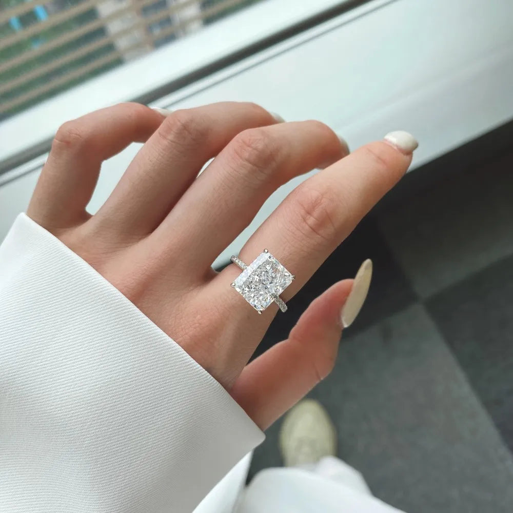 WUIHA Real 925 Sterling Silver 8CT White Sapphire Ring