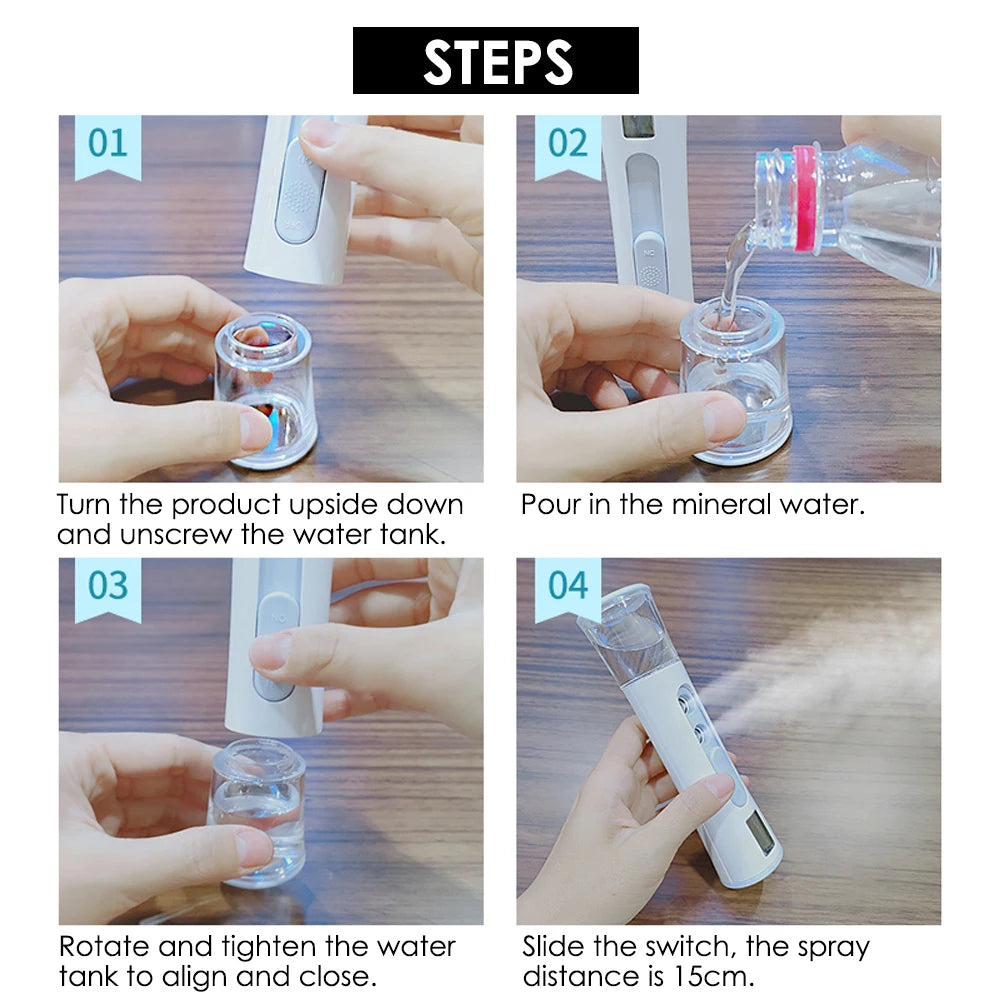 Nano Mist Sprayer 30ml LED Skin Moisture Test