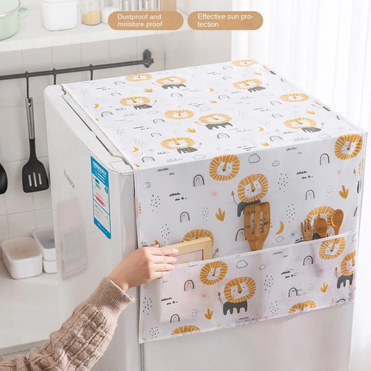Refrigerator Dust Cover with Storage Pockets