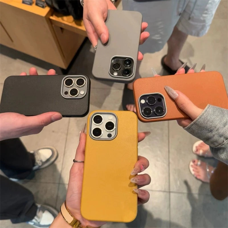 Luxury Matte Leather Phone Case For iPhone