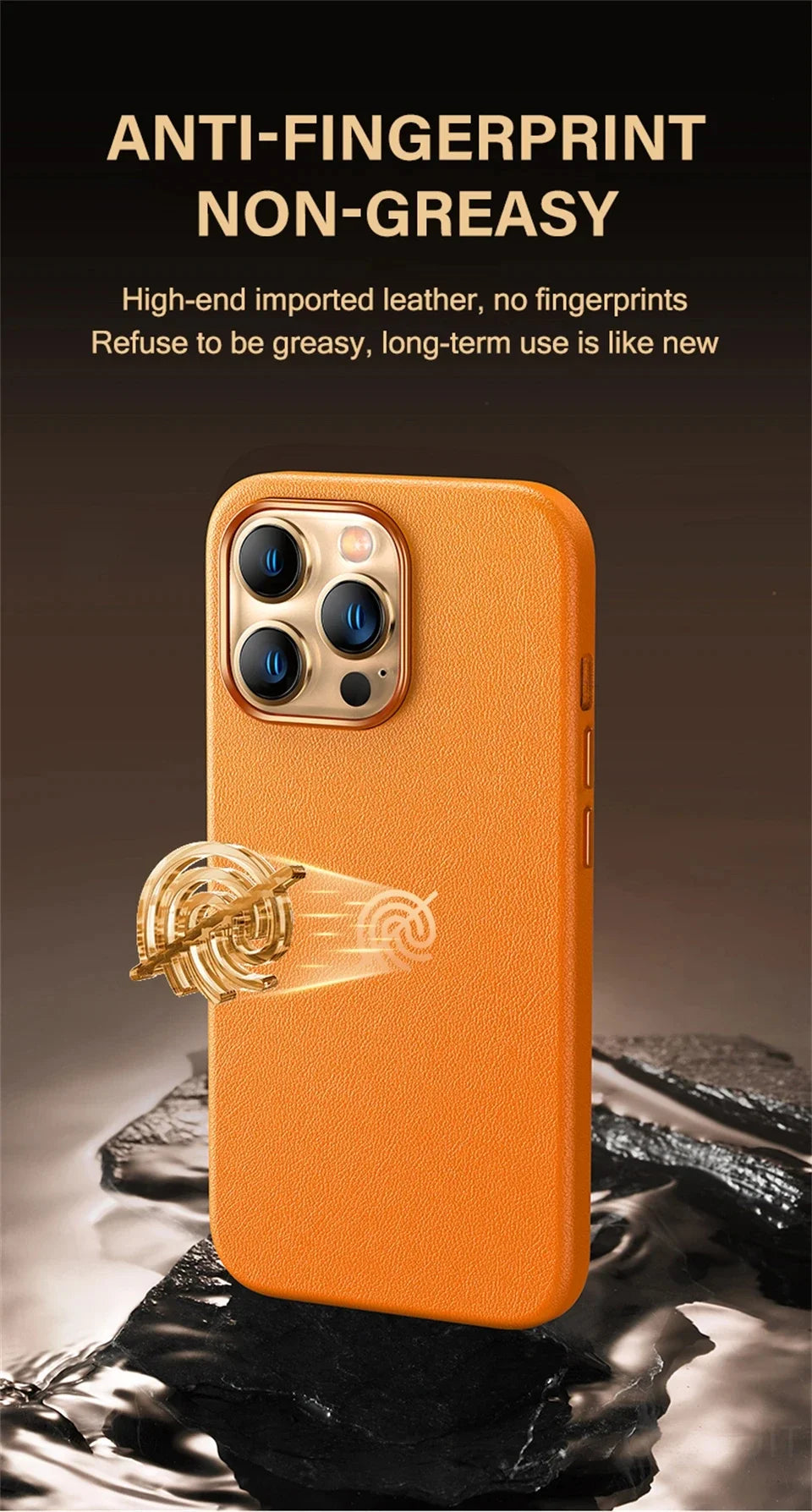 Luxury Leather Magnetic Wireless Charging Case For iPhone