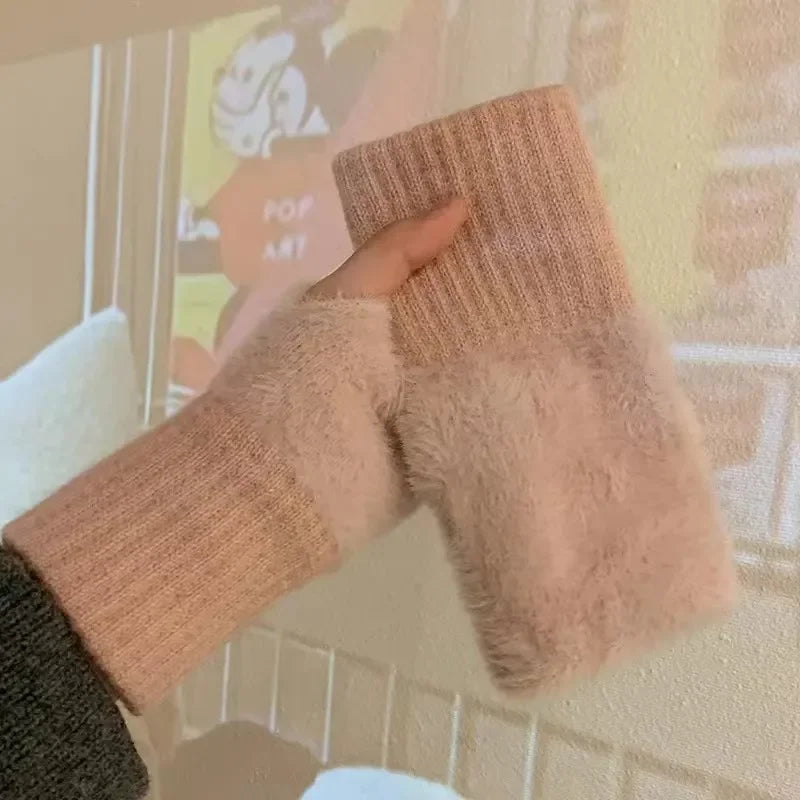 Fleece Half Finger Gloves