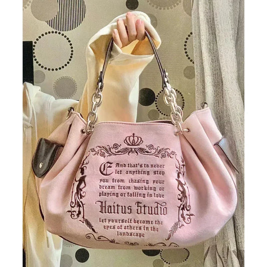 Embroidery Letter Tote Bag