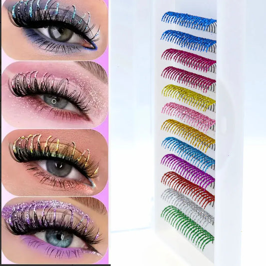 Rainbow Glitter Individual False Eyelashes