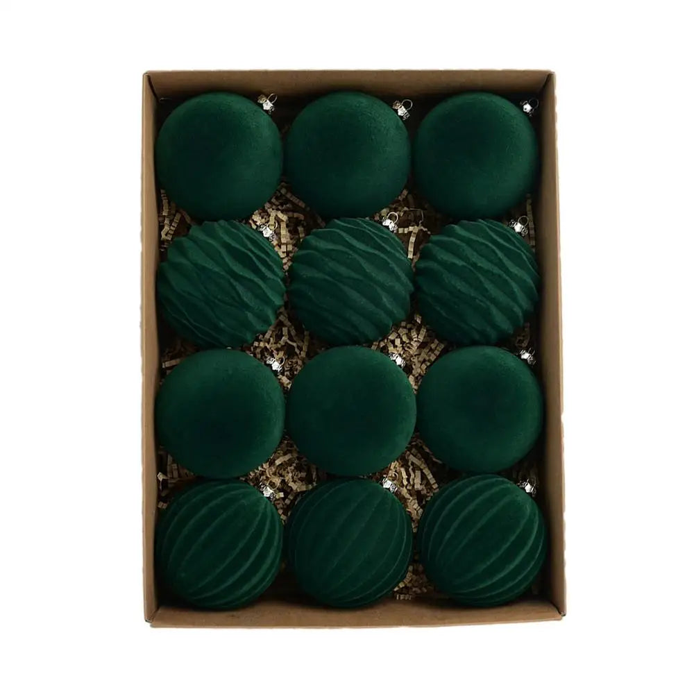 12-Piece Velvet Christmas Bauble Set