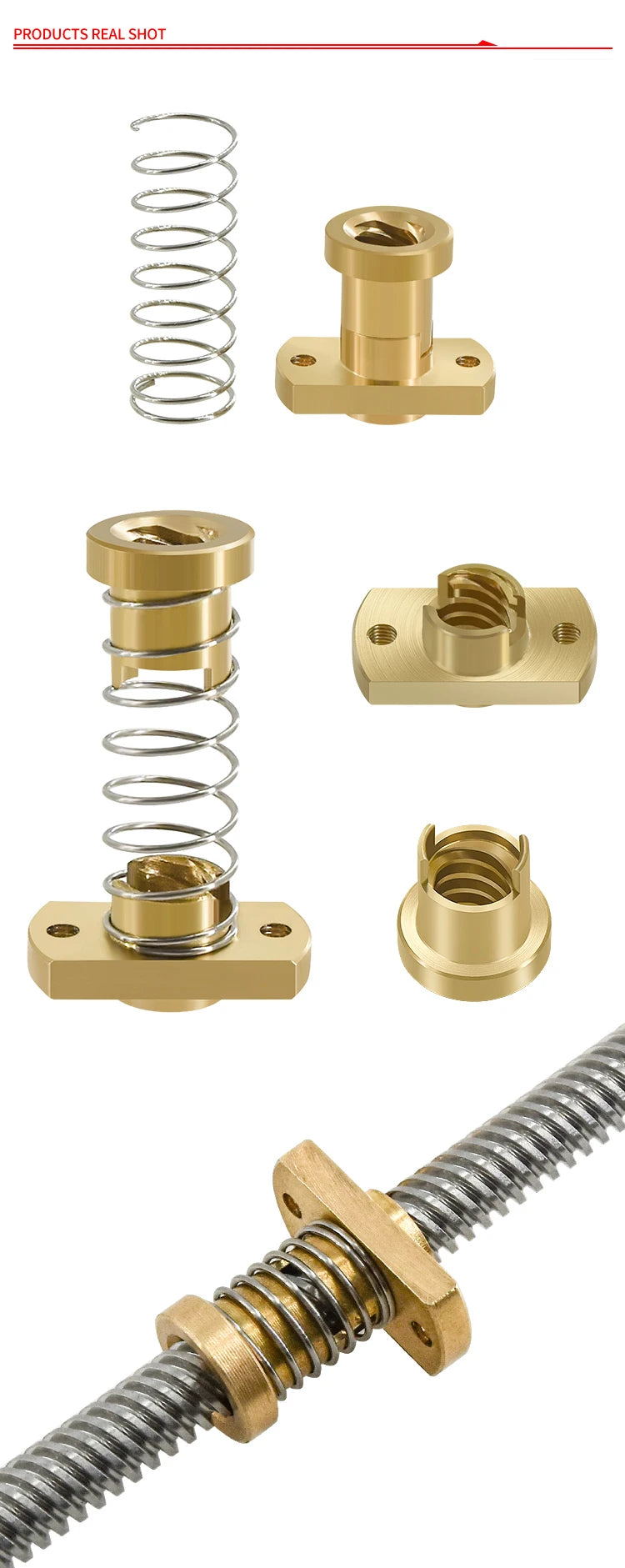 T8 Anti-Backlash Brass Lead Screw Nut for 3D Printers
