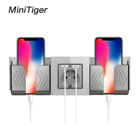 Minitiger Grey Wall Socket Phone Holder