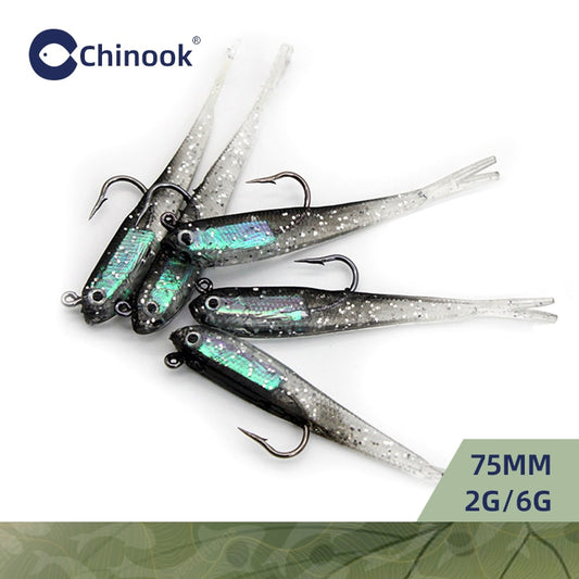 Chinook 5pcs Lure Soft Bait SoftFish Fork Tail
