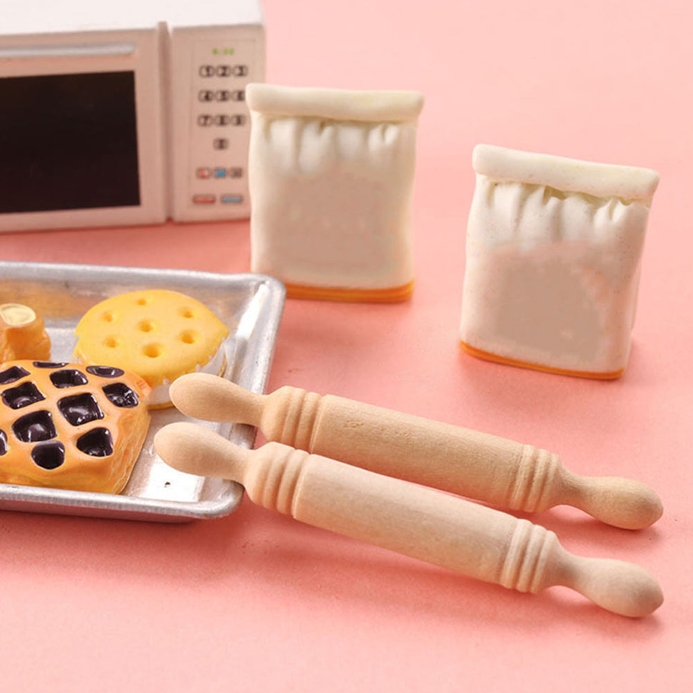 Miniature Wooden Rolling Pins for Dollhouse, Crafts & Pretend Play