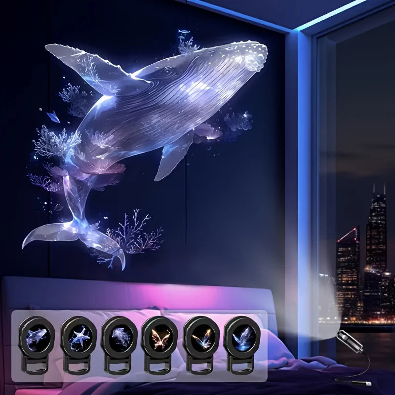 USB LED Projection Night Light with Interchangeable Pattern Slides