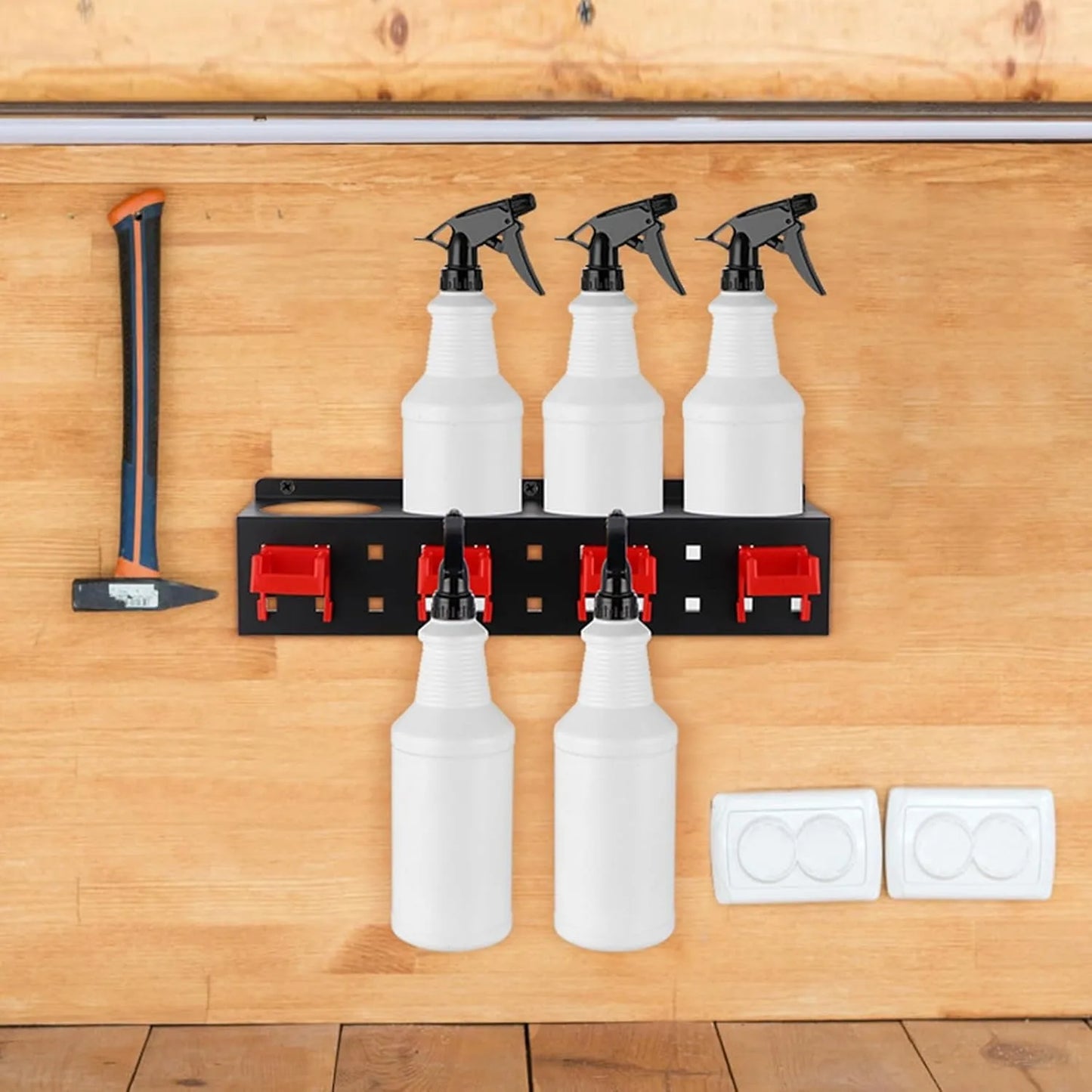 Wall-Mounted Spray Bottle & Detailing Tool Organiser Rack