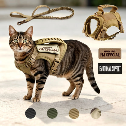 Tactical Cat Harness & Leash Set with Velcro Patches