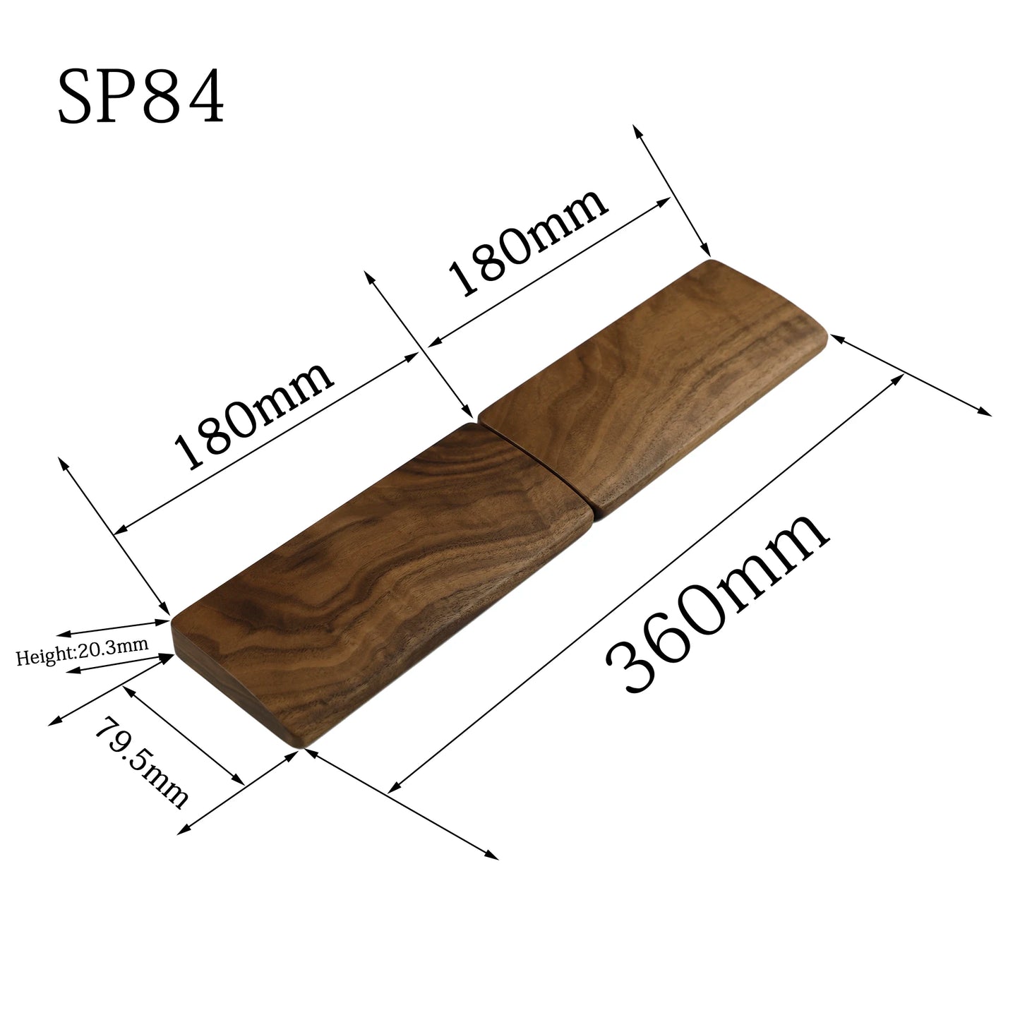Wooden Walnut Wrist Rest for Split Keyboard