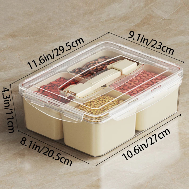 Large Capacity Food Storage Tray with Compartments