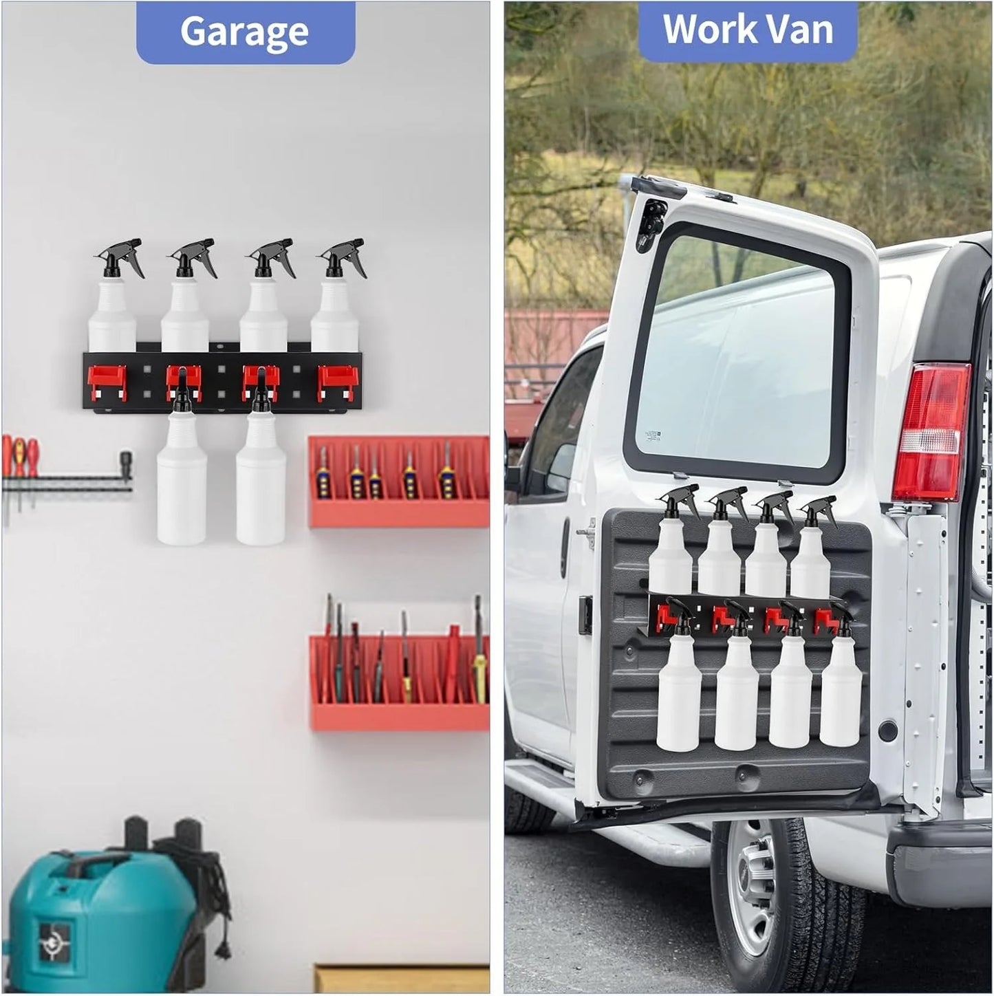 Wall-Mounted Spray Bottle & Detailing Tool Organiser Rack