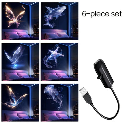 USB LED Projection Night Light with Interchangeable Pattern Slides