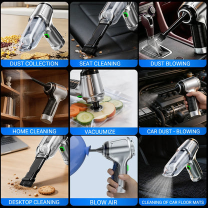 Wireless 3-in-1 Portable Car Vacuum with HEPA Filter & USB-C Charging