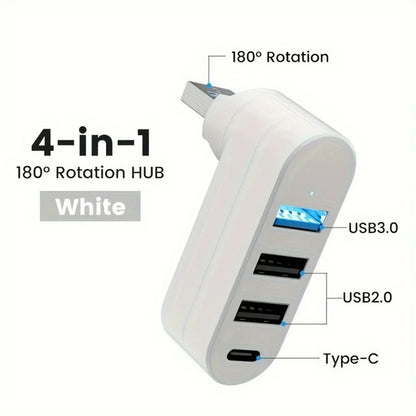 Compact 180° Rotating USB 3.0 Splitter for Laptops & PCs