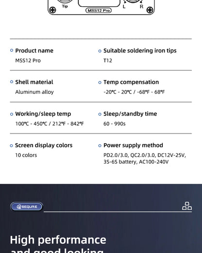 SEQURE MSS12 Pro Soldering Station Supports PD|QC|AC100-240V|3S-6S RC