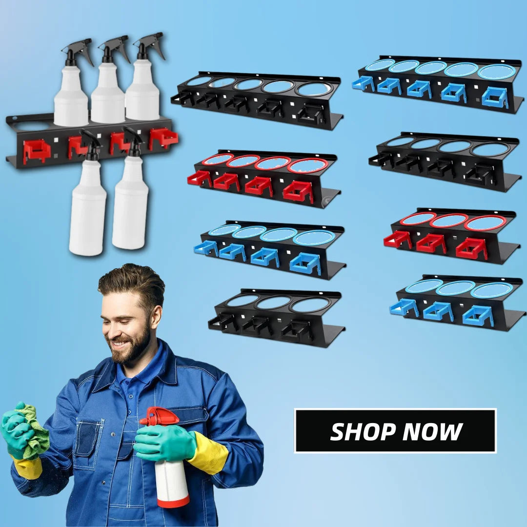 Wall-Mounted Spray Bottle & Detailing Tool Organiser Rack