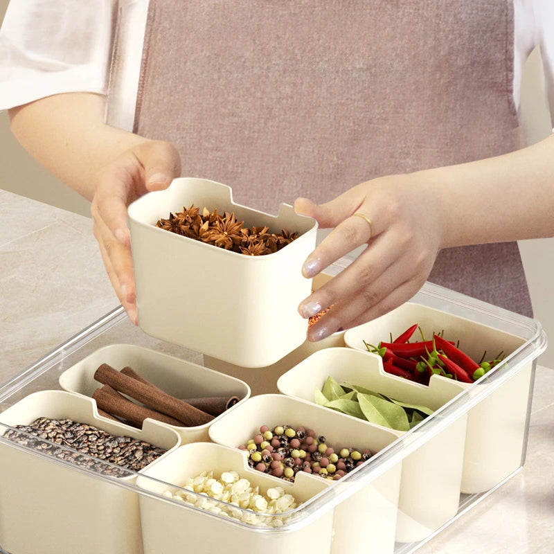 Large Capacity Food Storage Tray with Compartments