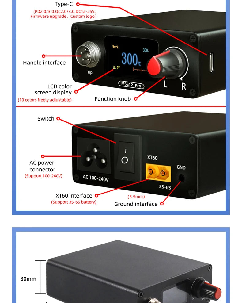 SEQURE MSS12 Pro Soldering Station Supports PD|QC|AC100-240V|3S-6S RC