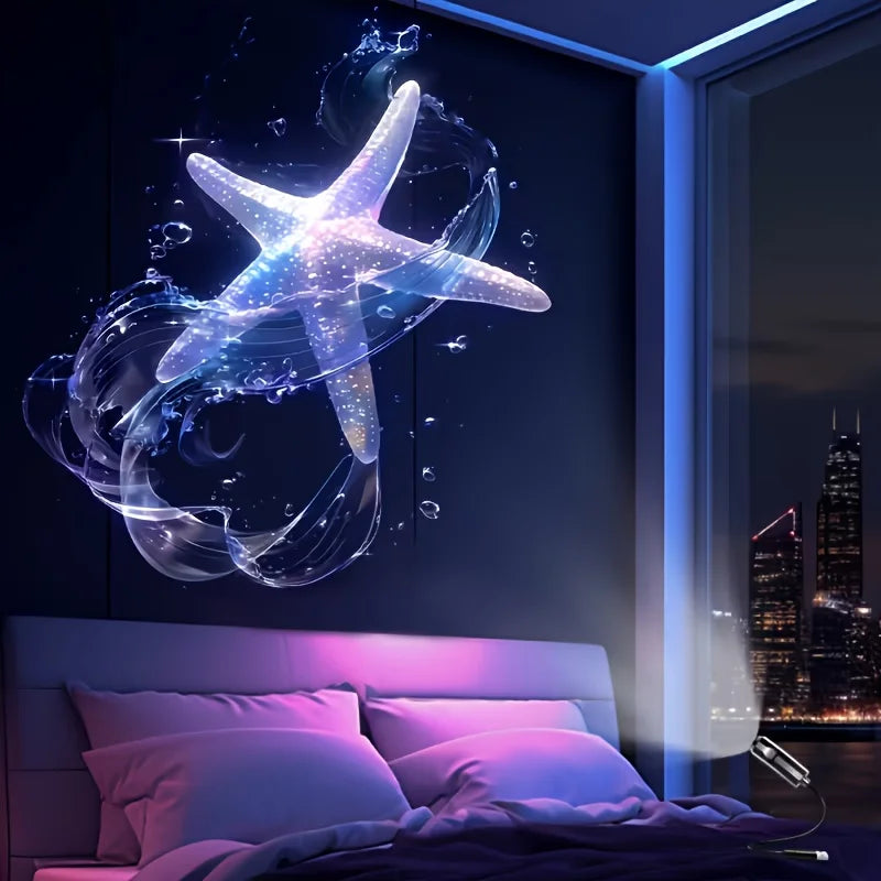 USB LED Projection Night Light with Interchangeable Pattern Slides
