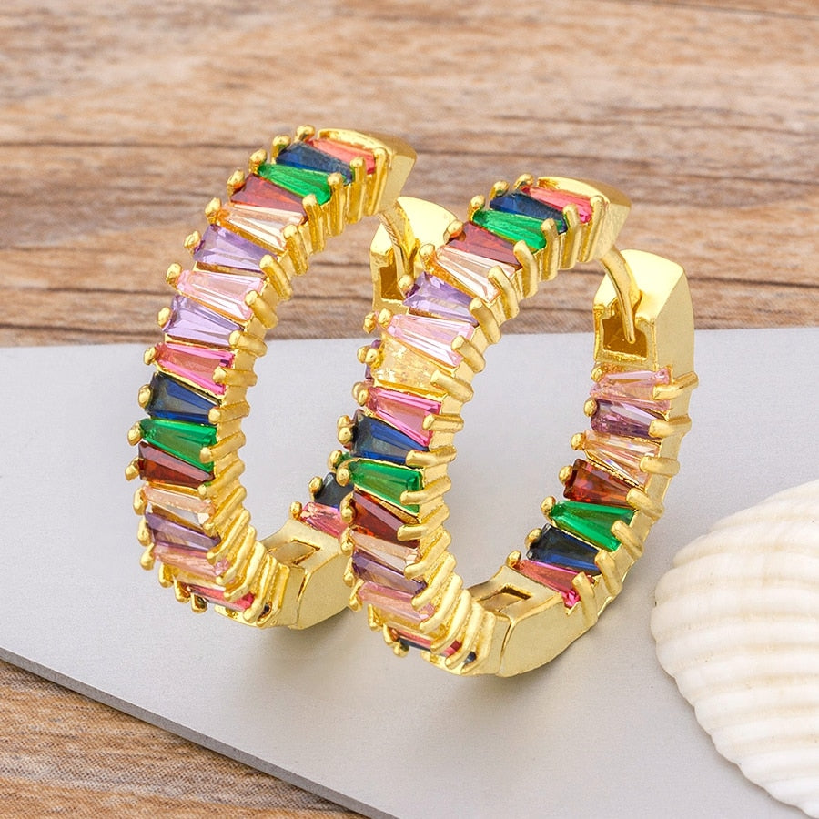 AIBEF Bohemian Colour Rainbow Crystal Stud Earrings