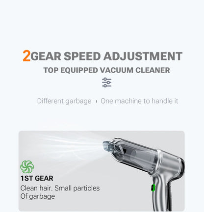 Wireless 3-in-1 Portable Car Vacuum with HEPA Filter & USB-C Charging