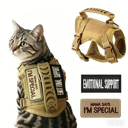 Tactical Cat Harness & Leash Set with Velcro Patches