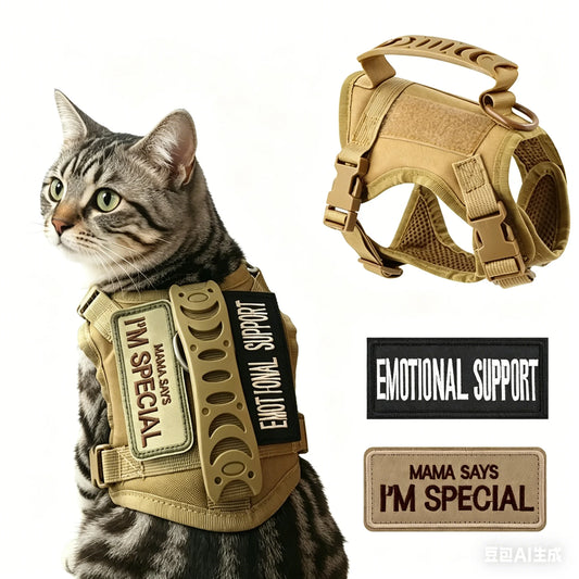 Tactical Cat Harness & Leash Set with Velcro Patches