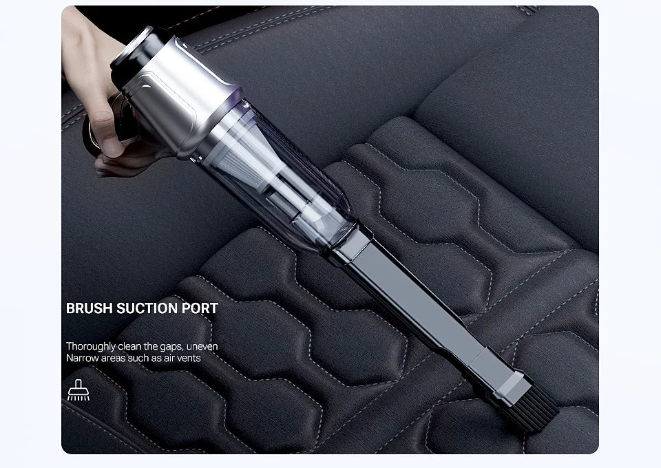 Wireless 3-in-1 Portable Car Vacuum with HEPA Filter & USB-C Charging