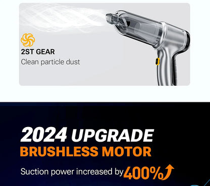 Wireless 3-in-1 Portable Car Vacuum with HEPA Filter & USB-C Charging