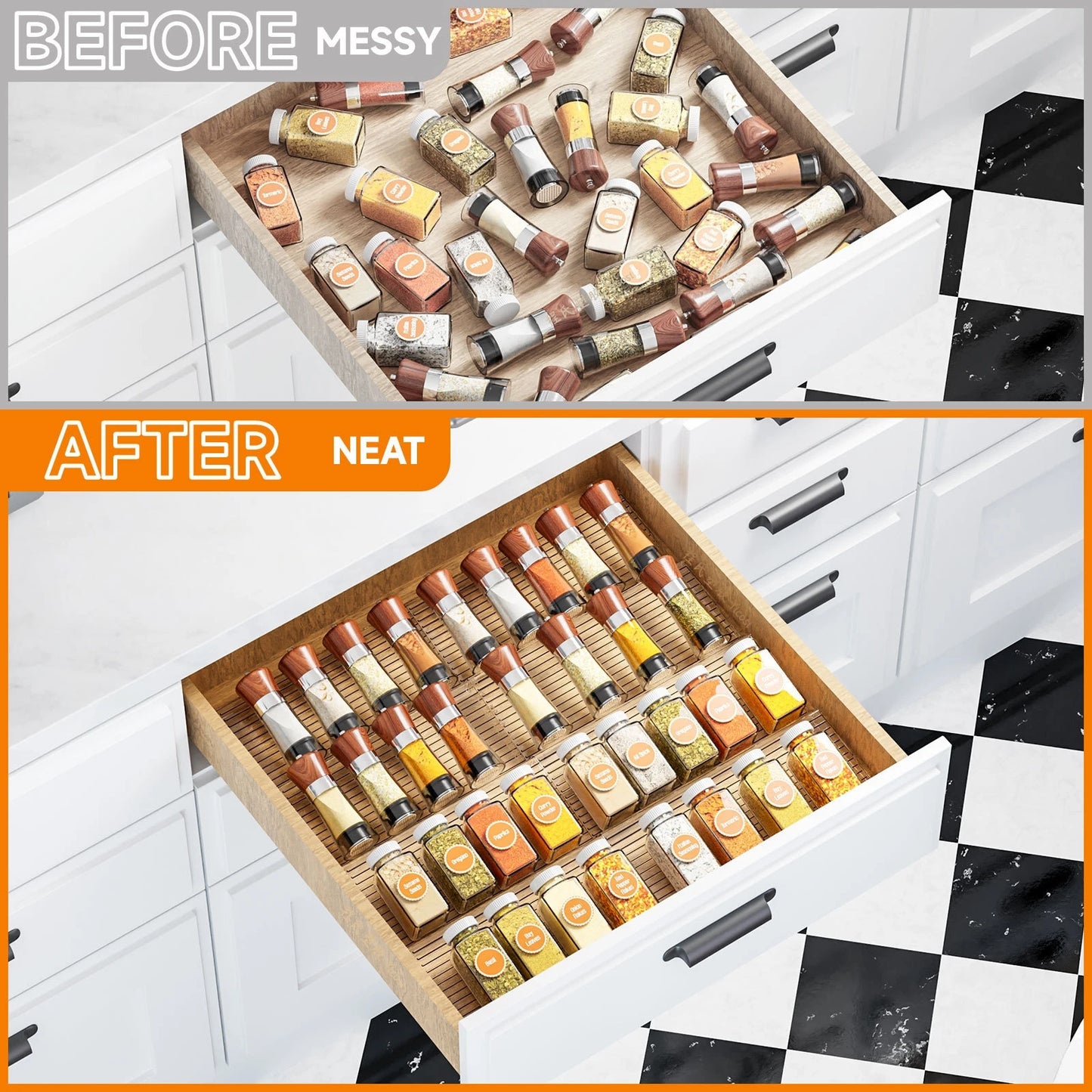 Adjustable Multi-Layer Kitchen Spice Storage Rack