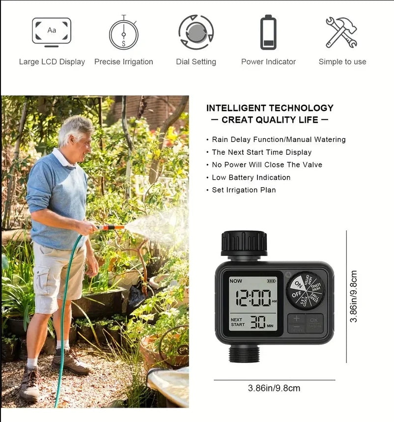 Programmable Automatic Irrigation Timer for Garden Hoses
