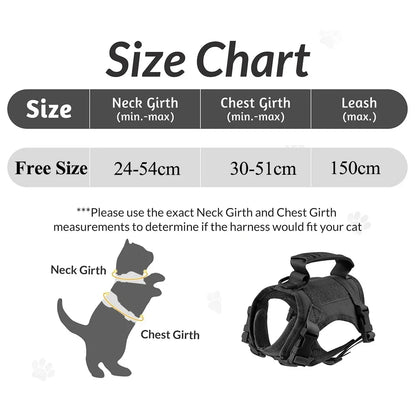 Tactical Cat Harness Vest with Leash