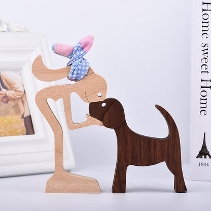 Family Puppy Wood Dog Craft  Table Ornament