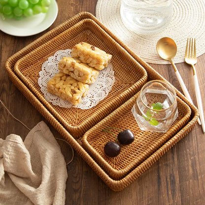 Handwoven Rattan Storage Tray