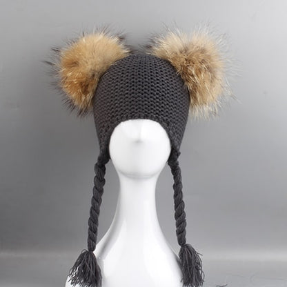 Winter Children Beanie 15 CM Real Fur