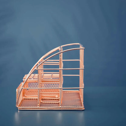 Rose Gold Mesh Desk Organizer