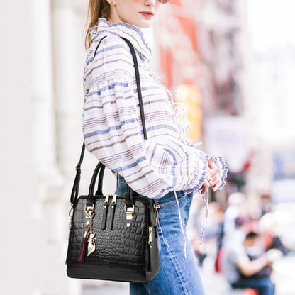 Crocodile Embossed PU Leather Tote Bag