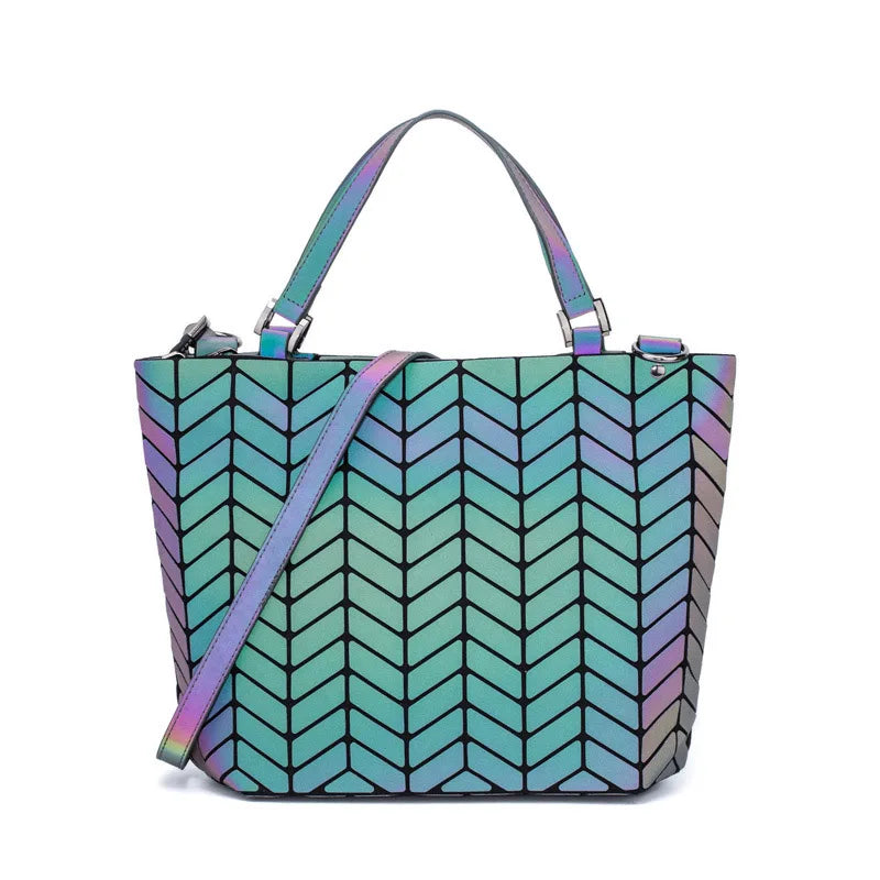 Luminous Geometric Reflective Tote Bag