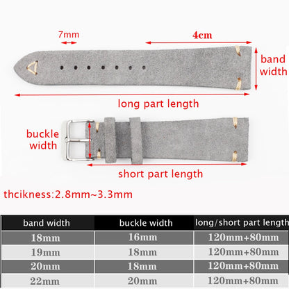 Suede Leather Watch Strap Replacement Band