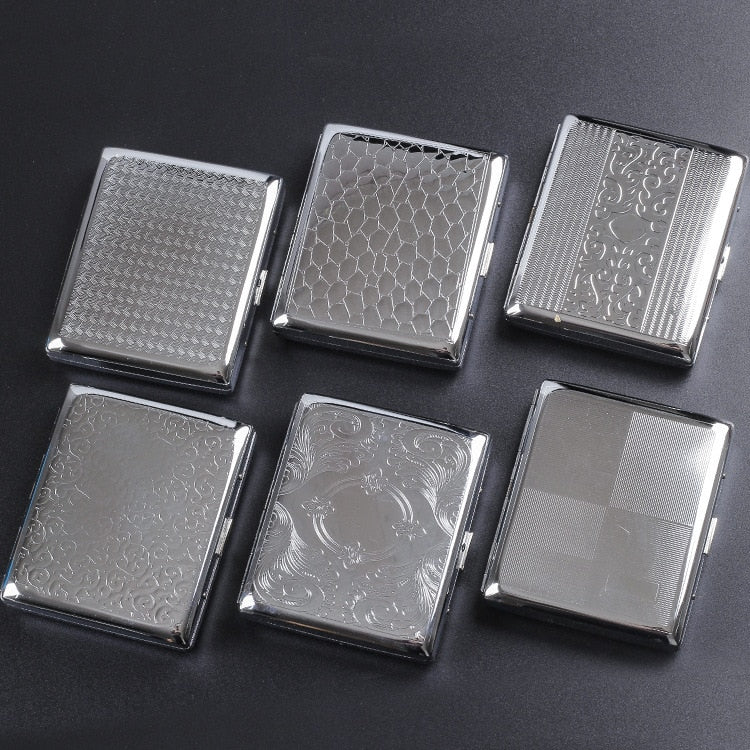 Silver Portable Metal Cigarette Case