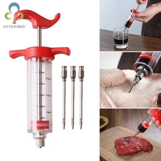 BBQ Meat Syringe Marinade Injector with 3 Stainless Steel Needles